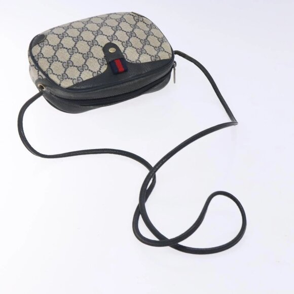 GUCCI GG Supreme Sherry Line Bag PVC Navy Gold Red 89 02 066 Auth 133032 - Picture 8 of 16